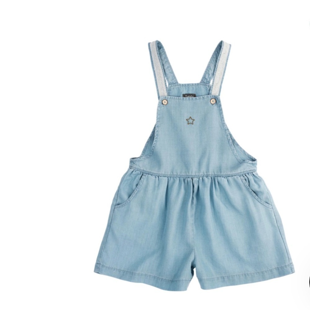 Kids Light Blue Denim Overalls. Tencel jumpsuit by Tocoto Vintage